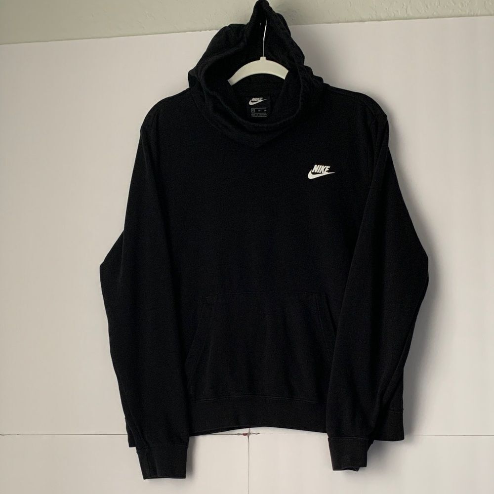 Nike Men's Black Hoodie with White Logo Size XL
